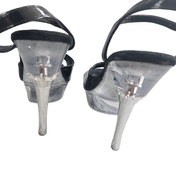 Lapdance Black Patent Clear Platform Sandal Heels Stiletto Women’s Size 7 - Picture 5 of 8